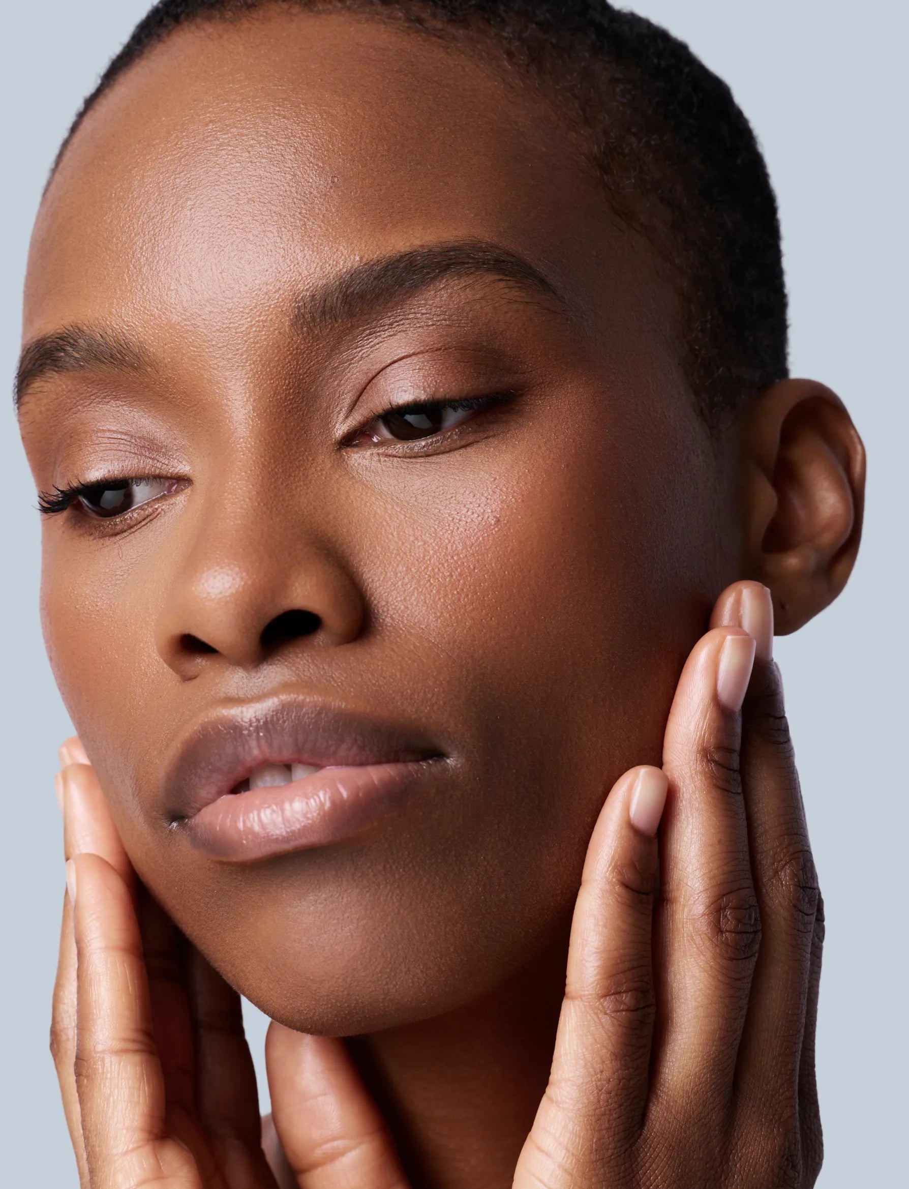 Portrait of African American model with silky soft skin